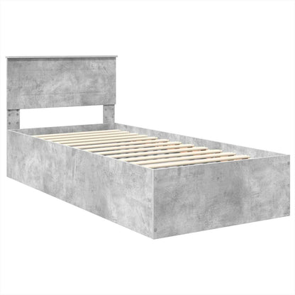 Bed Frame Concrete Grey 75 x 190 cm Engineered Wood