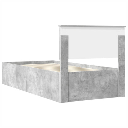 Bed Frame Concrete Grey 75 x 190 cm Engineered Wood