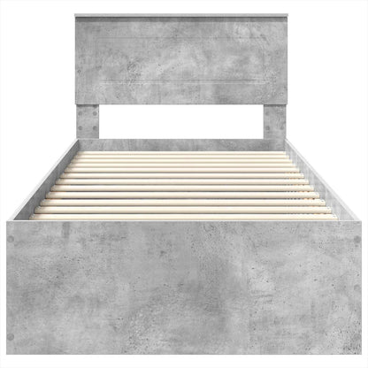 Bed Frame Concrete Grey 75 x 190 cm Engineered Wood
