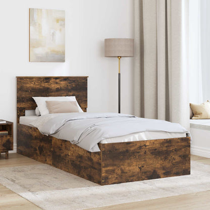 Bed Frame with Headboard Smoked Oak 75 x 190 cm Engineered Wood