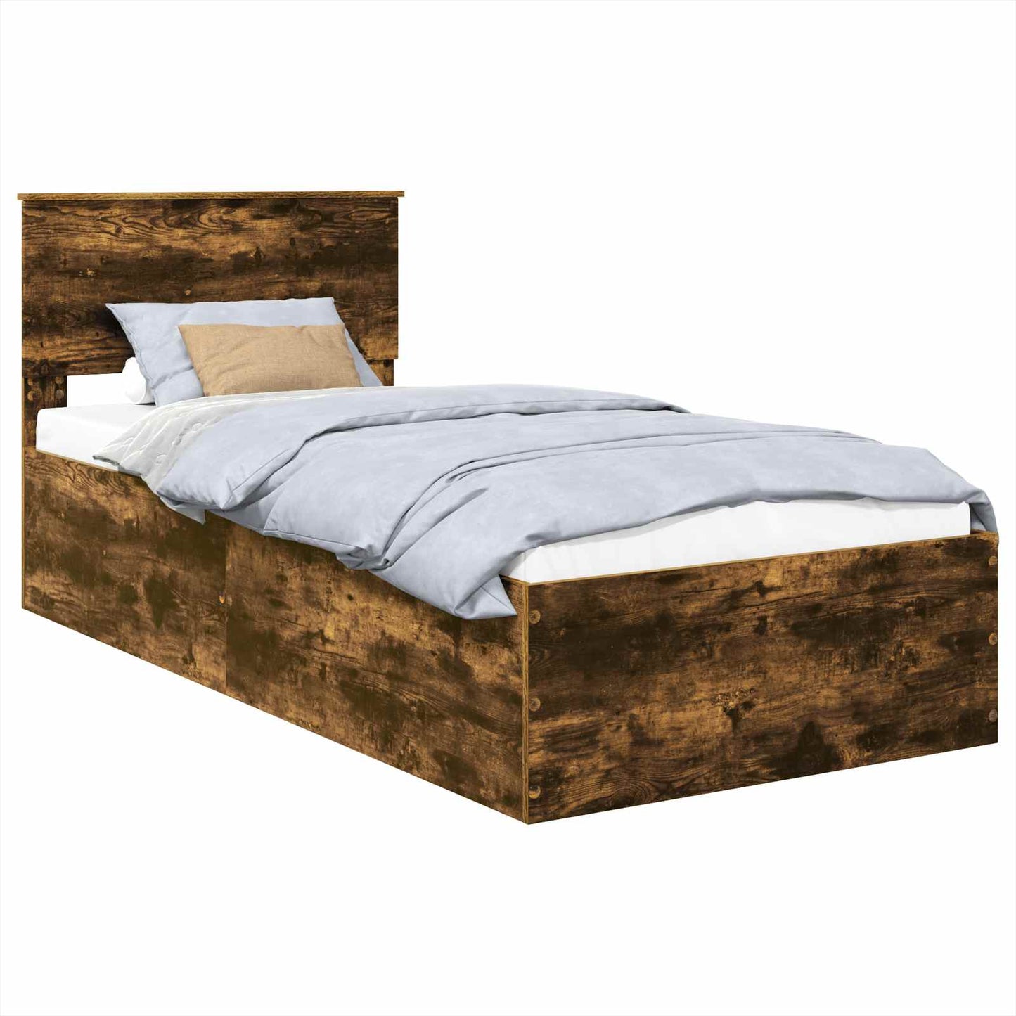 Bed Frame with Headboard Smoked Oak 75 x 190 cm Engineered Wood