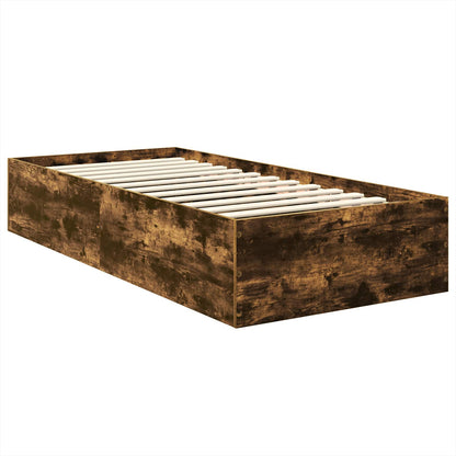 Bed Frame with Headboard Smoked Oak 75 x 190 cm Engineered Wood