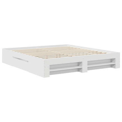 Bed Frame with Headboard White 200 x 200 cm Engineered Wood