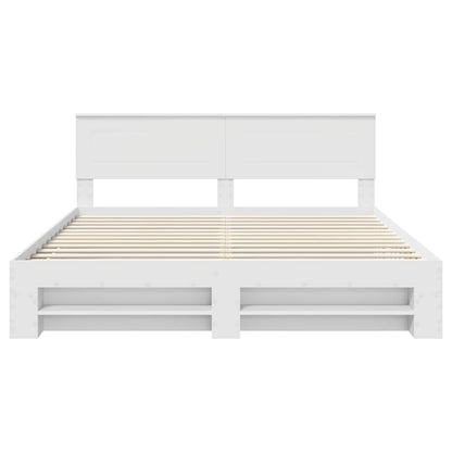 Bed Frame with Headboard White 200 x 200 cm Engineered Wood