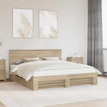 Bed Frame Sonoma Oak 200 x 200 cm Engineered Wood