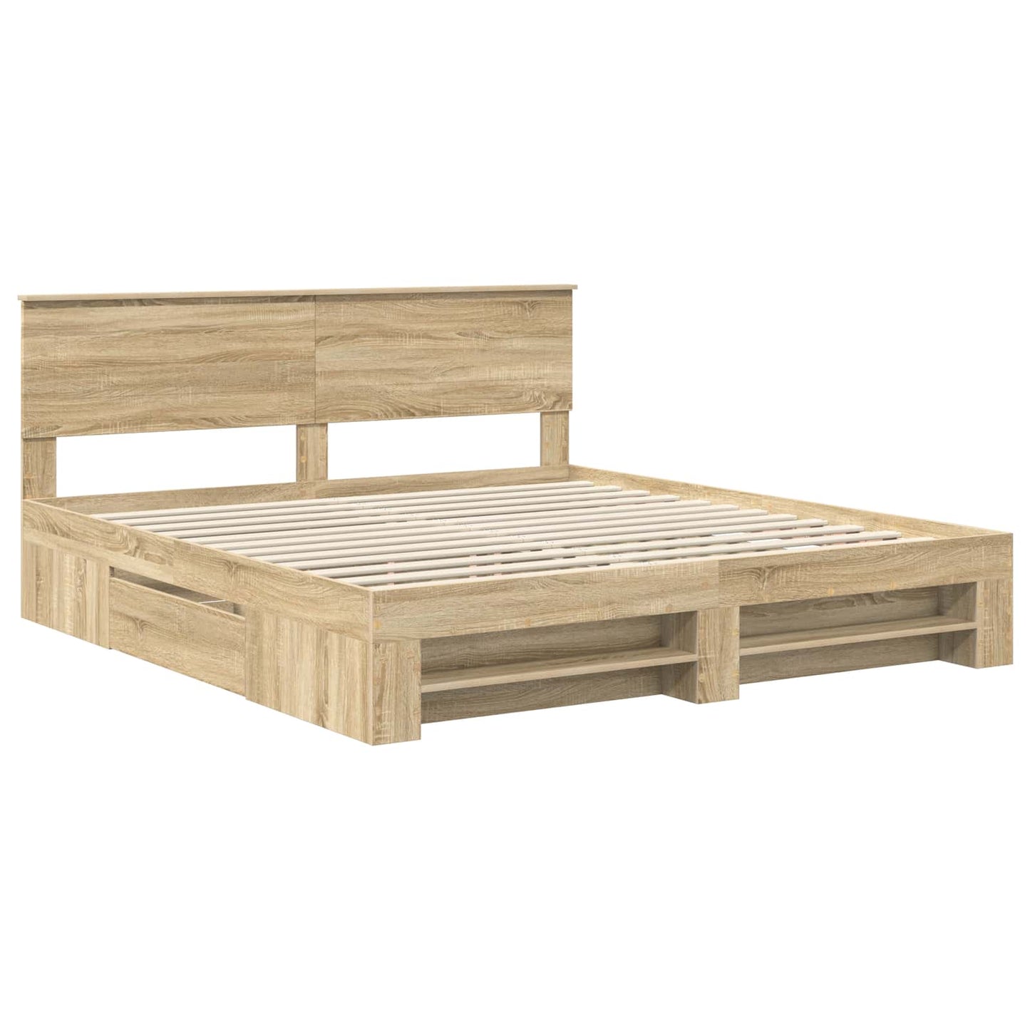 Bed Frame Sonoma Oak 200 x 200 cm Engineered Wood