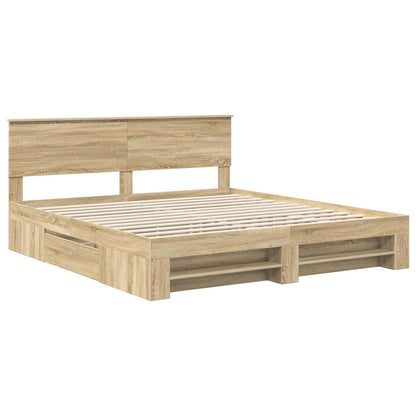 Bed Frame Sonoma Oak 200 x 200 cm Engineered Wood