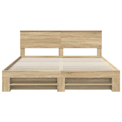 Bed Frame Sonoma Oak 200 x 200 cm Engineered Wood