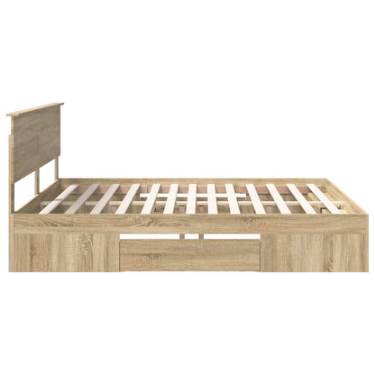 Bed Frame Sonoma Oak 200 x 200 cm Engineered Wood