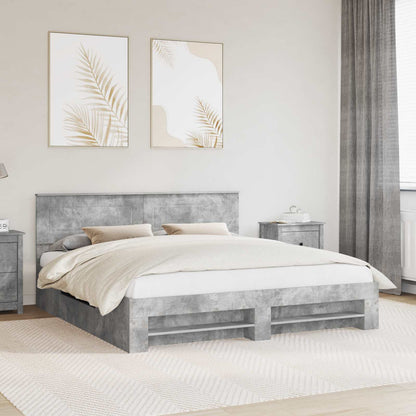 Bed Frame Concrete Grey 200 x 200 cm Engineered Wood