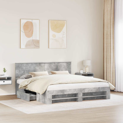 Bed Frame Concrete Grey 200 x 200 cm Engineered Wood