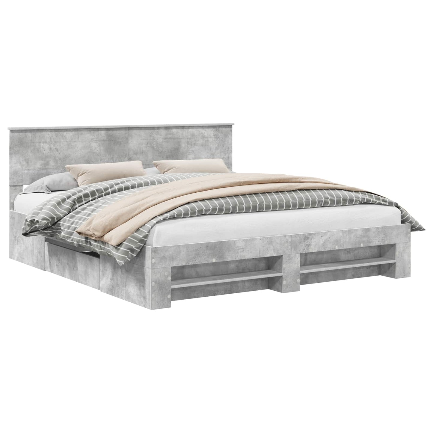 Bed Frame Concrete Grey 200 x 200 cm Engineered Wood