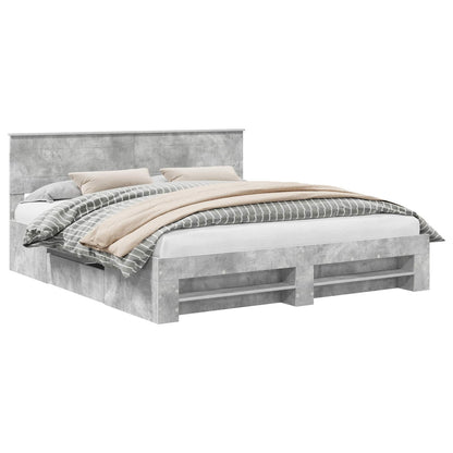 Bed Frame Concrete Grey 200 x 200 cm Engineered Wood
