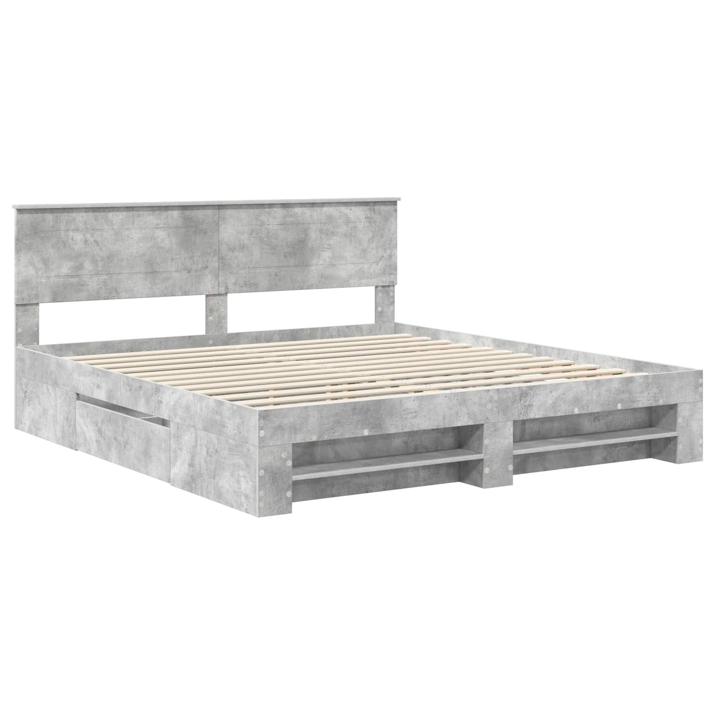 Bed Frame Concrete Grey 200 x 200 cm Engineered Wood