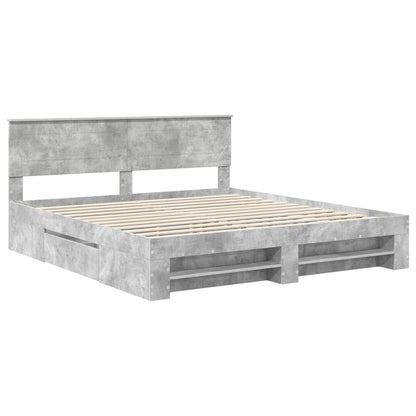 Bed Frame Concrete Grey 200 x 200 cm Engineered Wood