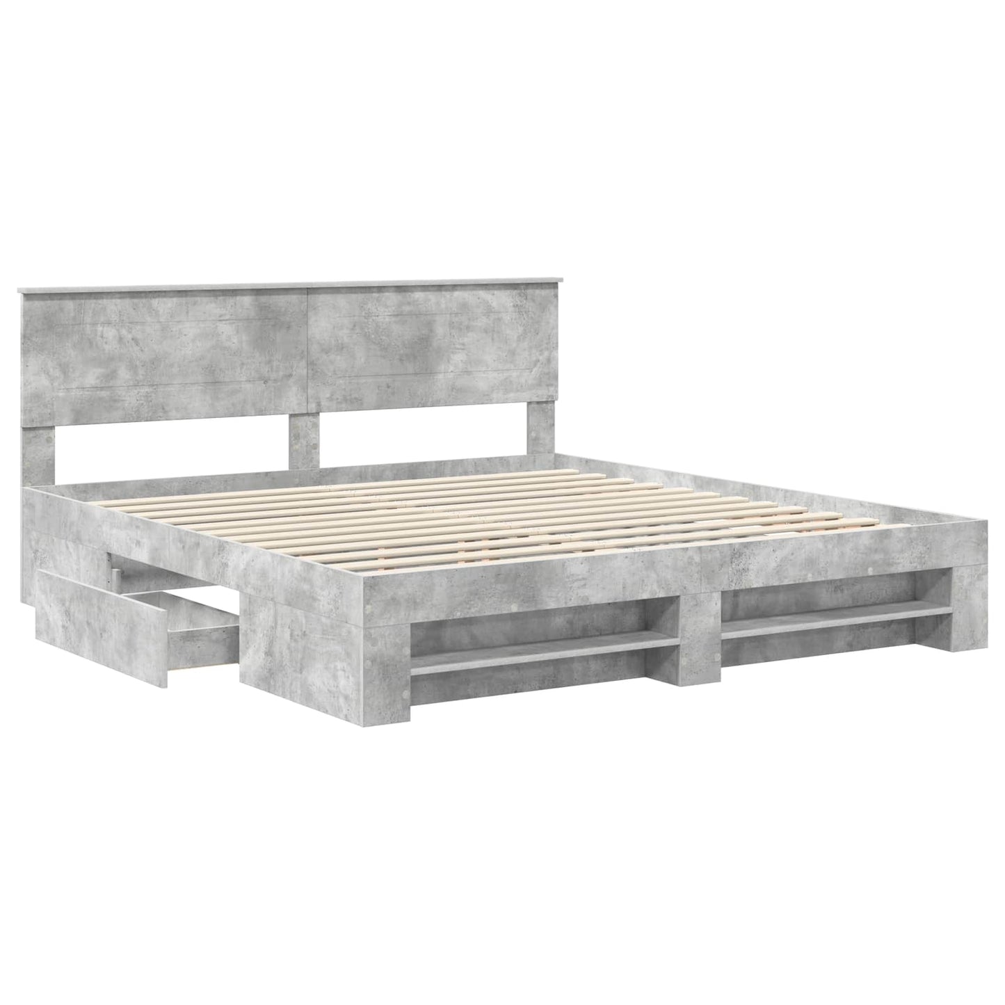 Bed Frame Concrete Grey 200 x 200 cm Engineered Wood