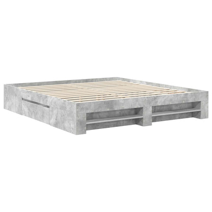 Bed Frame Concrete Grey 200 x 200 cm Engineered Wood