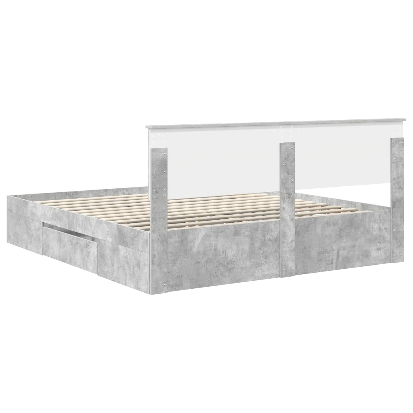 Bed Frame Concrete Grey 200 x 200 cm Engineered Wood