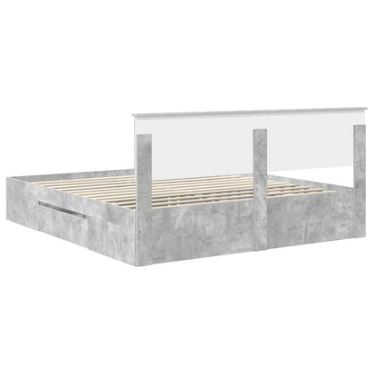 Bed Frame Concrete Grey 200 x 200 cm Engineered Wood