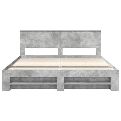 Bed Frame Concrete Grey 200 x 200 cm Engineered Wood