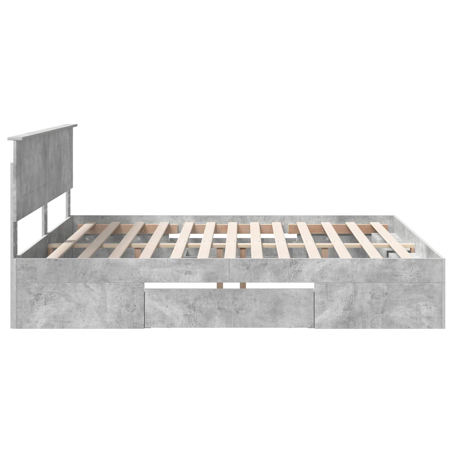 Bed Frame Concrete Grey 200 x 200 cm Engineered Wood