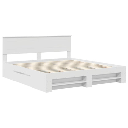Bed Frame with Headboard White 180 x 200 cm Engineered Wood