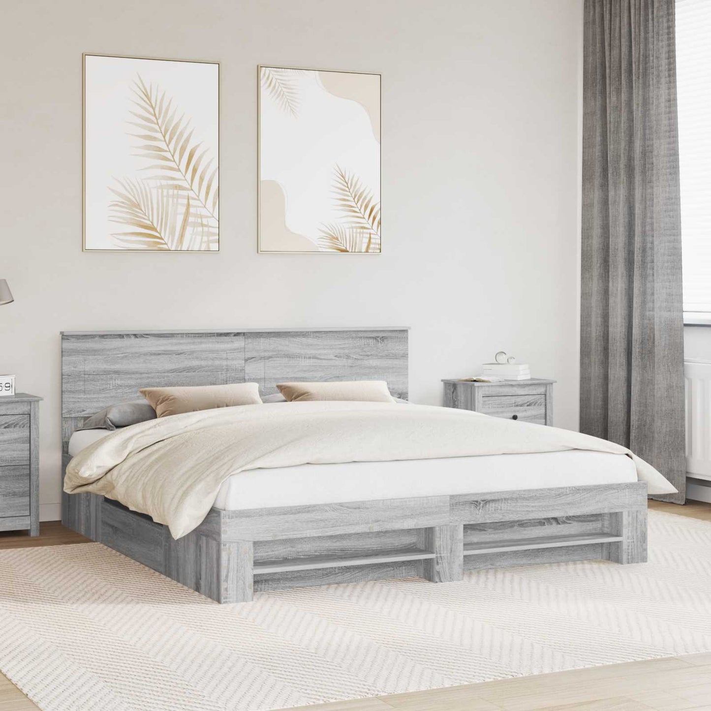 Bed Frame Grey Sonoma 180 x 200 cm Engineered Wood