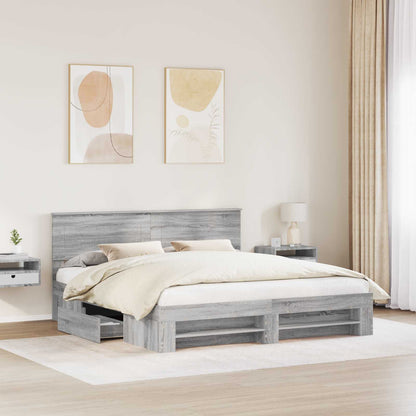 Bed Frame Grey Sonoma 180 x 200 cm Engineered Wood