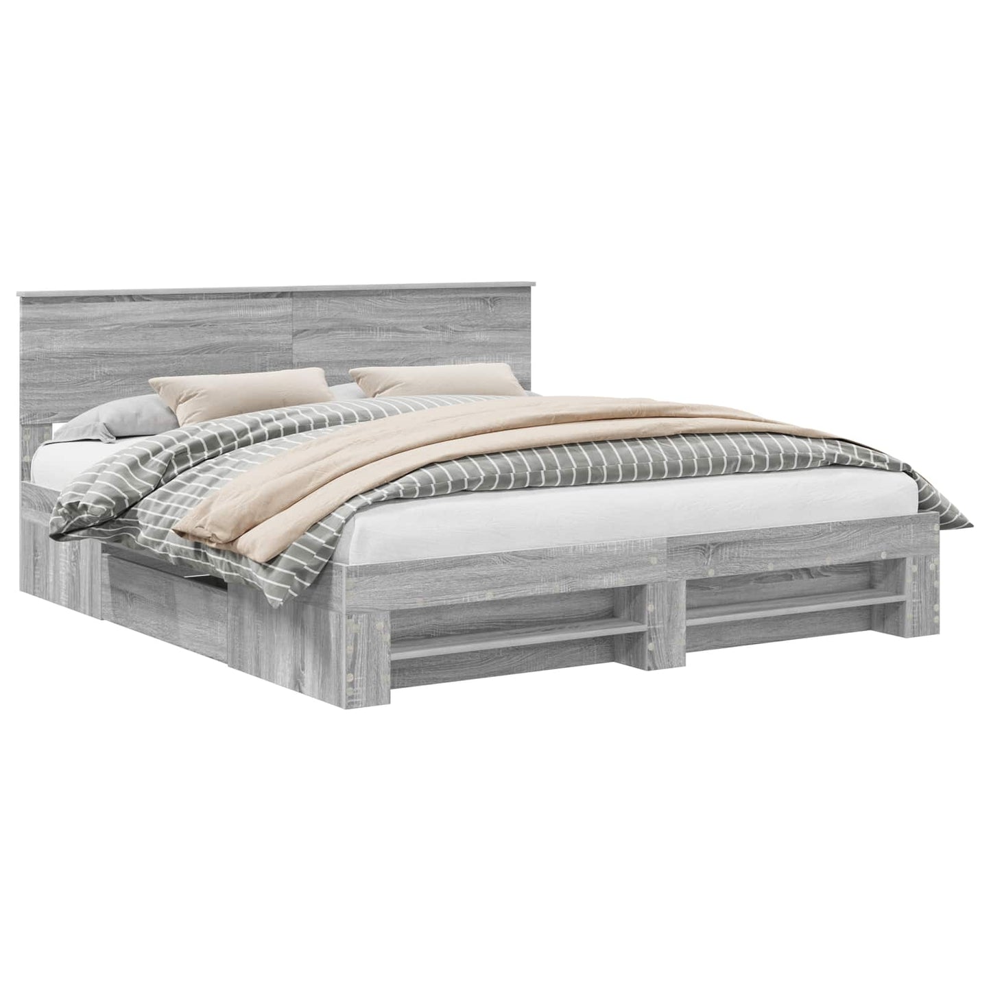 Bed Frame Grey Sonoma 180 x 200 cm Engineered Wood