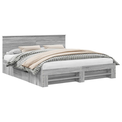 Bed Frame Grey Sonoma 180 x 200 cm Engineered Wood
