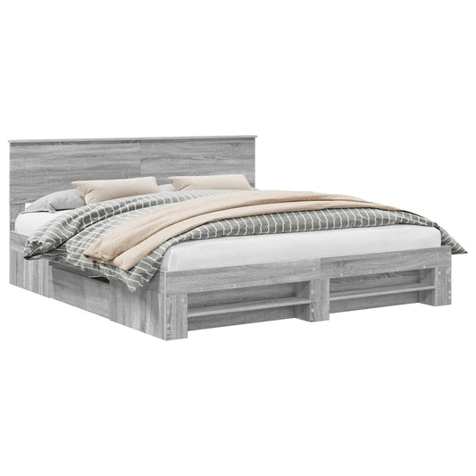 Bed Frame Grey Sonoma 180 x 200 cm Engineered Wood