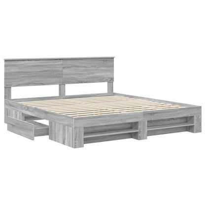 Bed Frame Grey Sonoma 180 x 200 cm Engineered Wood