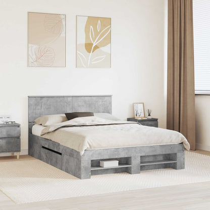 Bed Frame Concrete Grey 160 x 200 cm Engineered Wood