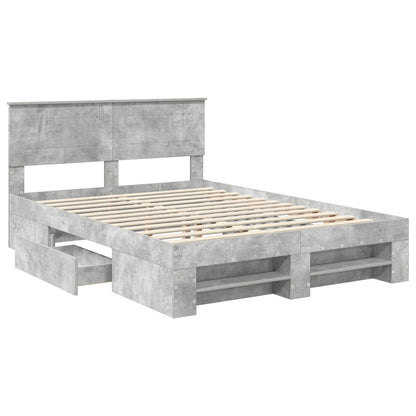 Bed Frame Concrete Grey 160 x 200 cm Engineered Wood