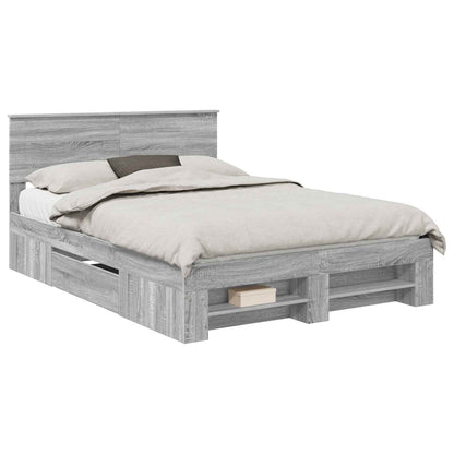 Bed Frame Grey Sonoma 160 x 200 cm Engineered Wood