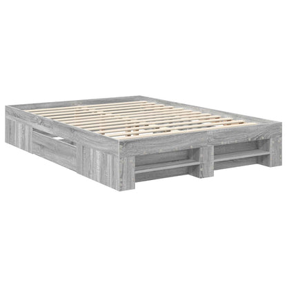 Bed Frame Grey Sonoma 160 x 200 cm Engineered Wood