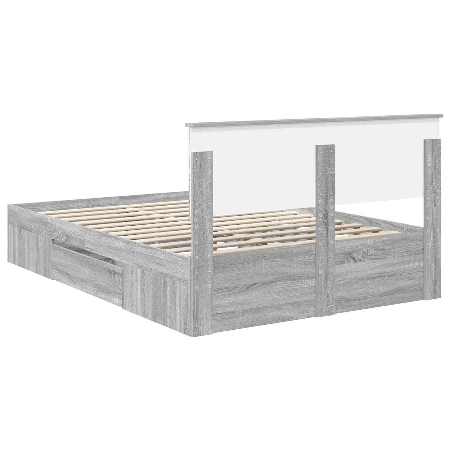 Bed Frame Grey Sonoma 160 x 200 cm Engineered Wood
