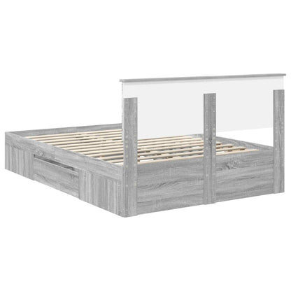 Bed Frame Grey Sonoma 160 x 200 cm Engineered Wood