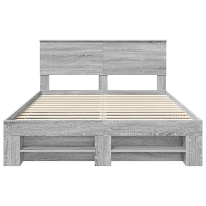 Bed Frame Grey Sonoma 160 x 200 cm Engineered Wood