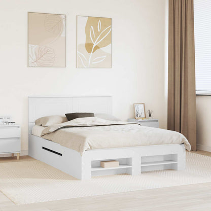 Bed Frame with Headboard White 150 x 200 cm Engineered Wood