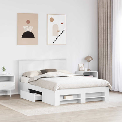 Bed Frame with Headboard White 150 x 200 cm Engineered Wood