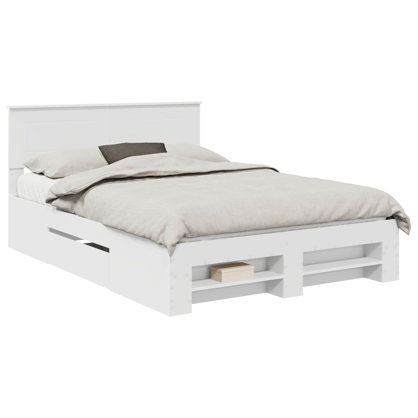 Bed Frame with Headboard White 150 x 200 cm Engineered Wood