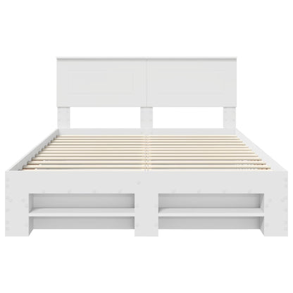 Bed Frame with Headboard White 150 x 200 cm Engineered Wood