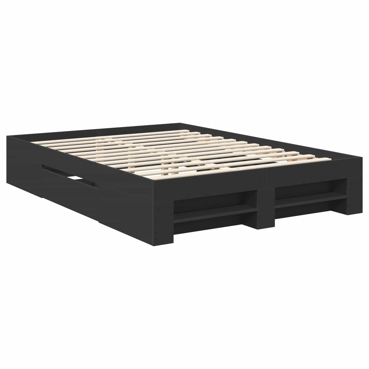 Bed Frame with Headboard Black 150 x 200 cm Engineered Wood