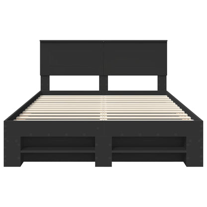 Bed Frame with Headboard Black 150 x 200 cm Engineered Wood