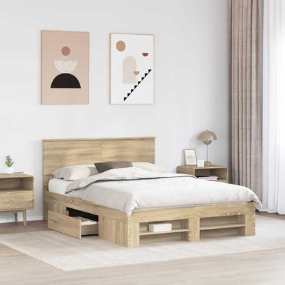 Bed Frame Sonoma Oak 150 x 200 cm Engineered Wood