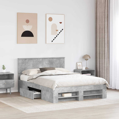 Bed Frame Concrete Grey 150 x 200 cm Engineered Wood
