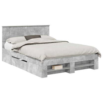Bed Frame Concrete Grey 150 x 200 cm Engineered Wood