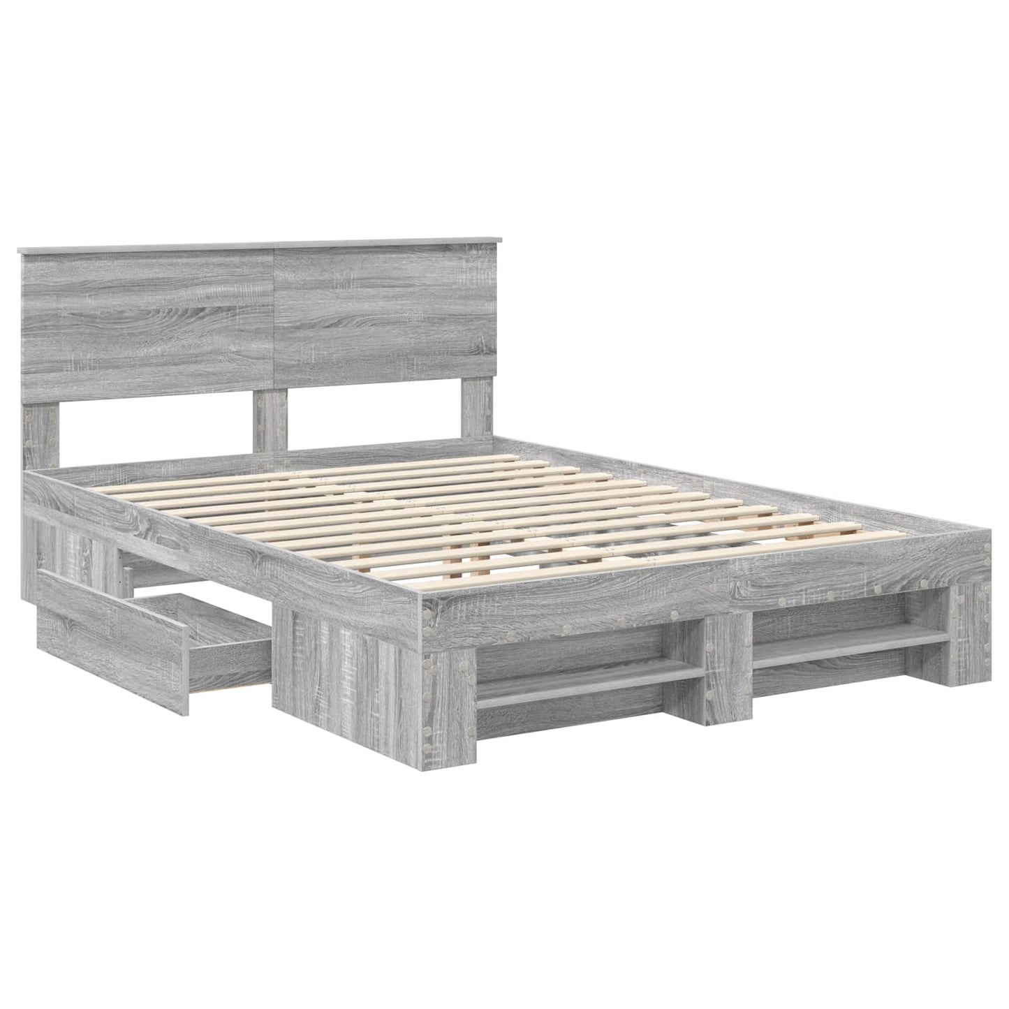 Bed Frame Grey Sonoma 150 x 200 cm Engineered Wood