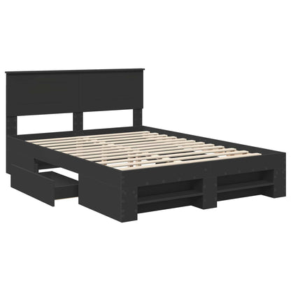 Bed Frame with Headboard Black 140 x 200 cm Engineered Wood